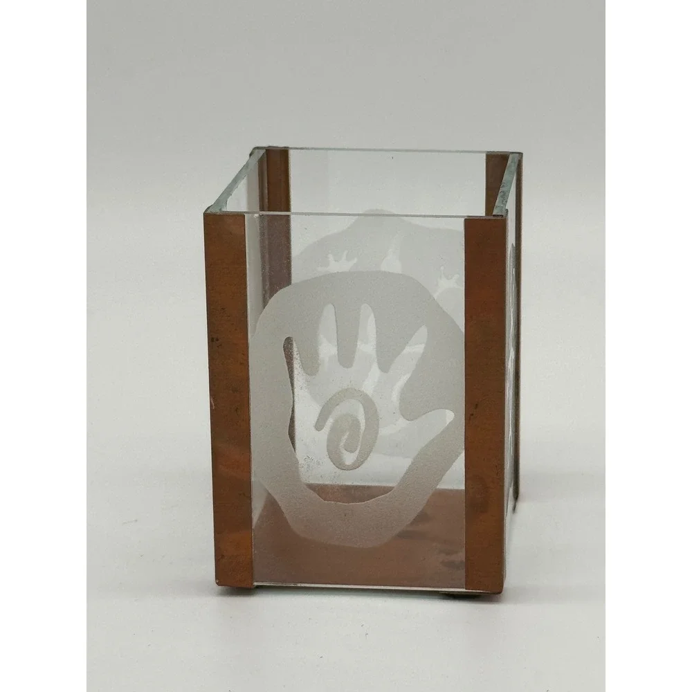 Vintage 90s Copper Etched Glass Kokopelli Box Bananas Gifts Clarkdale Arizona